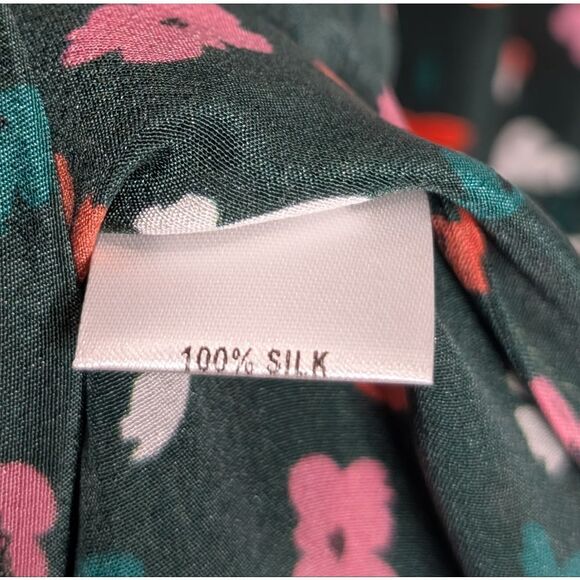 Tucker Juliette Dress Emerald Painted Poppies Micro in Silk Crepe de Chine Midi - Picture 4 of 8